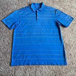 Nike Golf Blue Stripe Dri Fit Short Sleeve Shirt; SZ XL; Pre Loved Condition